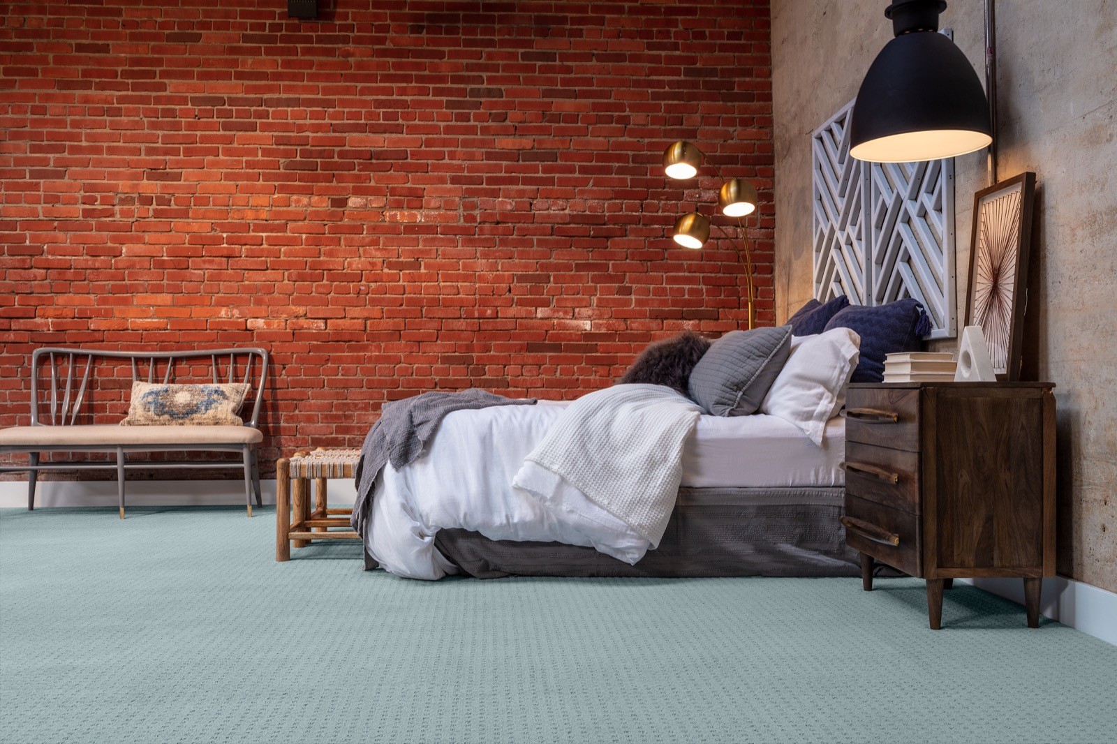 Brick wall design of bedroom | West River Carpets